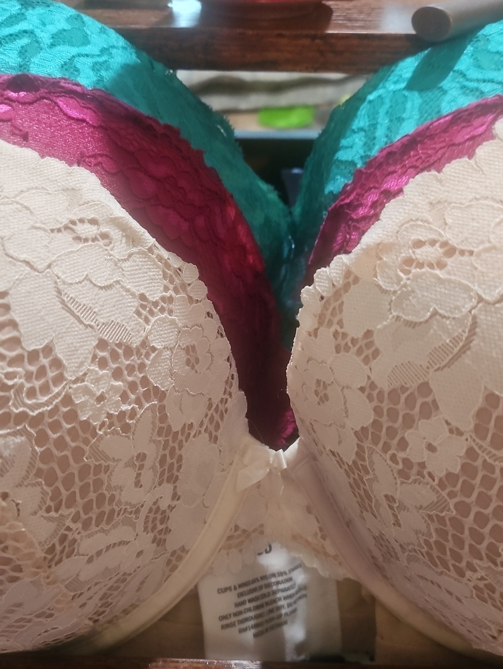torrid Lace Push-Up Bra in Cream, Teal & Berry